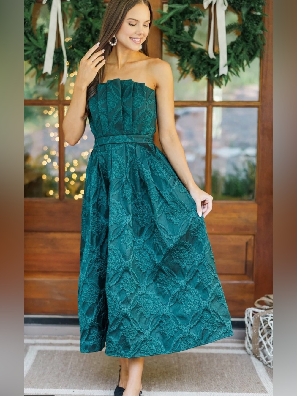 NWT Entro make your mark pleated emerald midi dress size XL